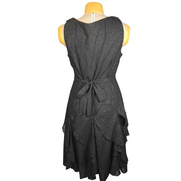 RB Collection New York Womens Size 14 Midi Dress Black Gold Ruffle Party Event - Picture 4 of 12